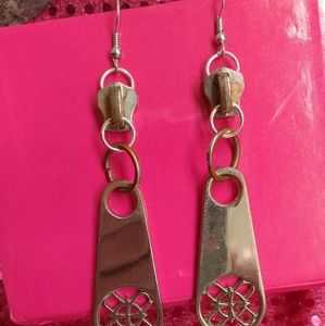 Handcrafted Distressed Zipper Earrings